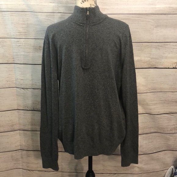 Banana Republic Pima Cotton Cashmere Quarter 1/4 Zip Gray Size Large - Picture 1 of 10
